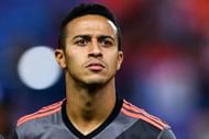 MADRID, SPAIN - SEPTEMBER 28:  Thiago Alcantara of FC Bayern Muenchen looks on prior to the UEFA Champions League Group D match between Club Atletico de Madrid and FC Bayern Muenchen at Vicente Calderon Stadium on September 28, 2016 in Madrid, Spain.  (Photo by David Ramos/Getty Images)